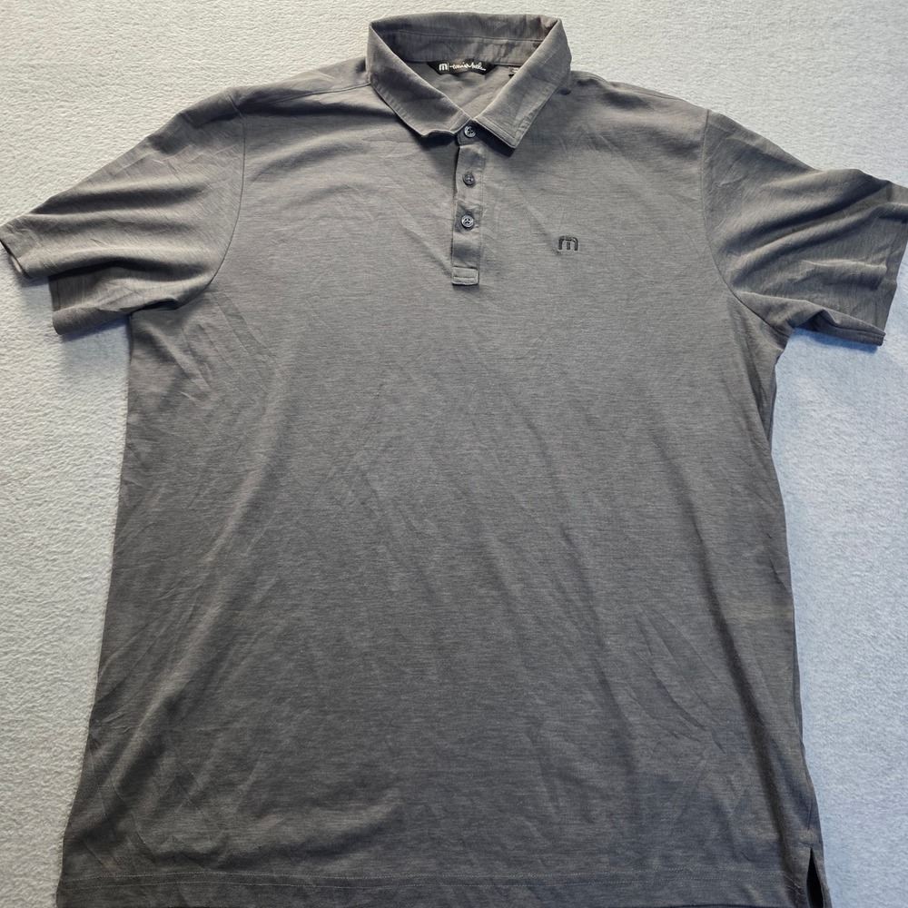 TravisMathew Men's XXL Gray Heathered Short‎ Sleeve Golf Polo Shirt